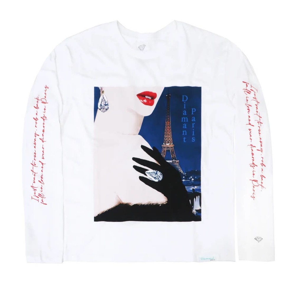 Diamond Supply Co. Men's Diamant Paris Long Sleeve Tee T-Shirt in White